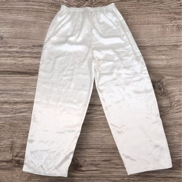 Vintage Victorias Secret Gold Label Pajama Set Lace White Satin Modest Large - Picture 9 of 11